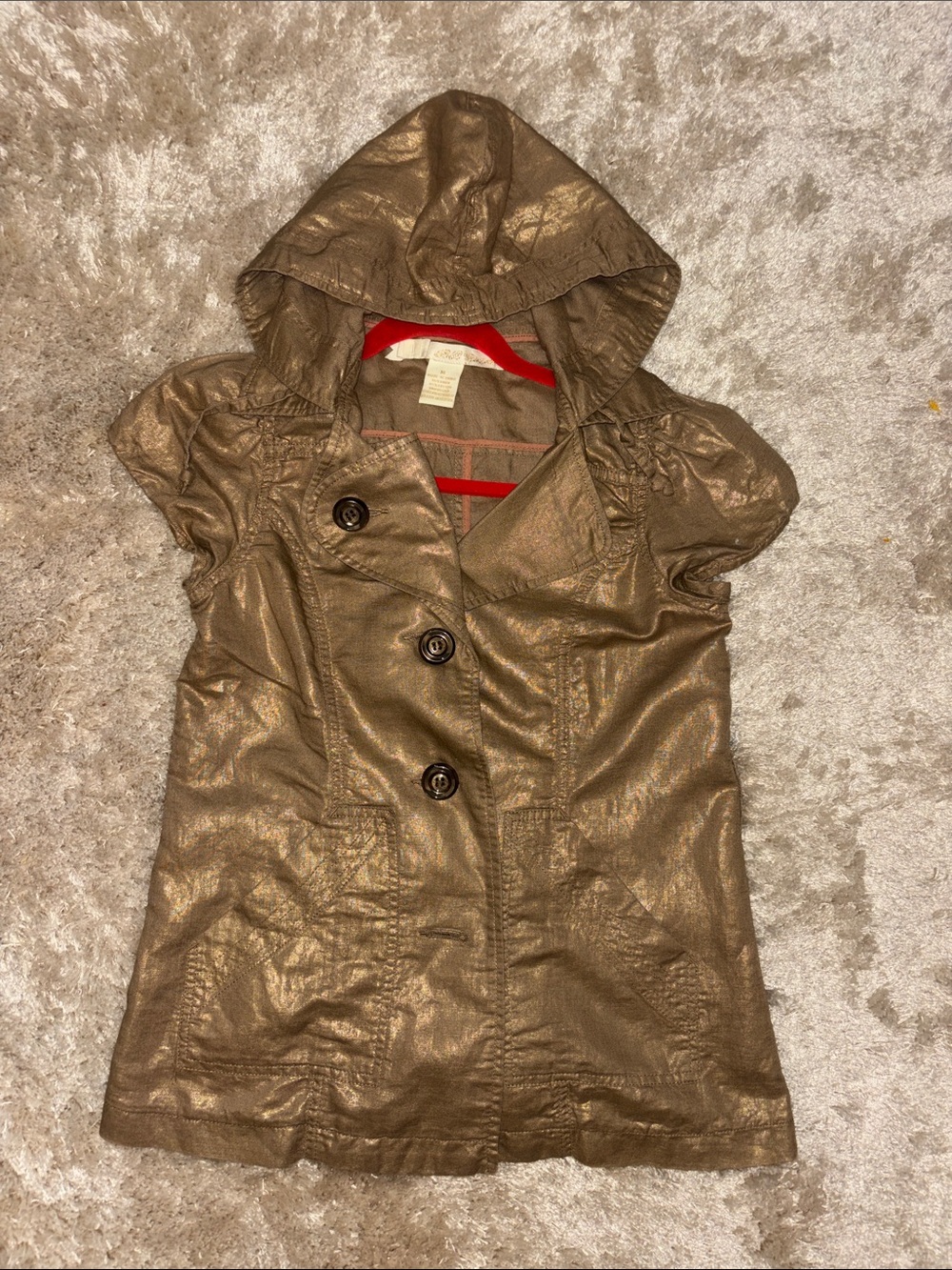 B.B Dakota Women's Hooded Short-Sleeve Coat in Metallic Brown